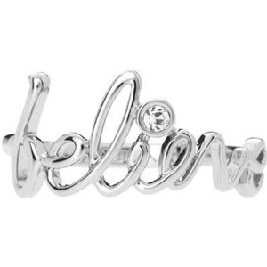 Ladies Disney Couture Rhodium Plated Believe Word Ring Size L