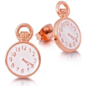 Ladies Disney Couture Rose Gold Plated Alice in Wonderland Pocket Watch Stud Earrings