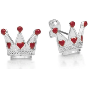 Ladies Disney Couture Silver Plated Alice in Wonderland Queen of Hearts Stud Earrings