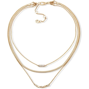 DKNY Jewellery Gold Coloured 3 Row Collar 16 Necklace