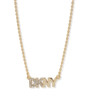 DKNY Jewellery Gold Coloured 16 Pave Logo Pendant Necklace -887
