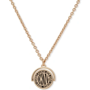 DKNY Jewellery Gold Coloured Logo Coin Pendant 16 Necklace -887