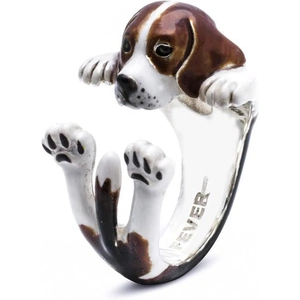 Dog Fever Sterling Silver Enamelled Beagle Hug Ring