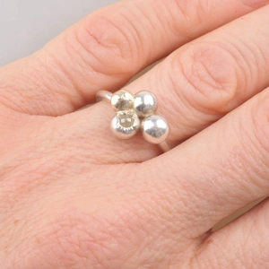 Doris In The Hamptons Recycled Silver and 8ct Gold Quatrefoil Stacking Ring with Silver Rose Cut Diamond