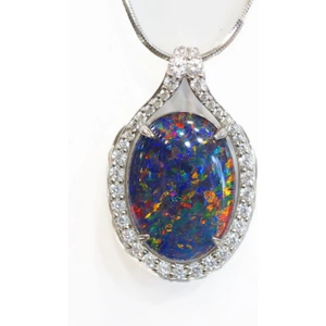 DS Jewellery Sterling Silver Australian Opal Necklace