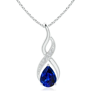 DS Jewellery 14k Gold Blue Sapphire Swirl Diamond Necklace