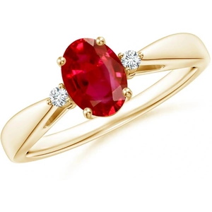 DS Jewellery 14kt Gold Oval Ruby & Diamond Ring