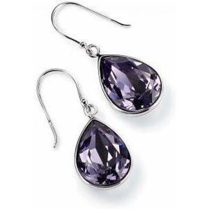 Ladies Elements Sterling Silver Crystal Tear Earrings