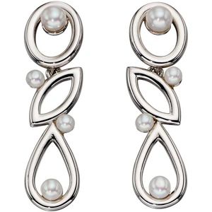 Ladies Elements Sterling Silver Cultured Pearl Drop Earrings