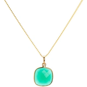 Elizabeth Raine LTD 18kt Gold Vermeil Green Onyx Heart Chakra Pendant Necklace