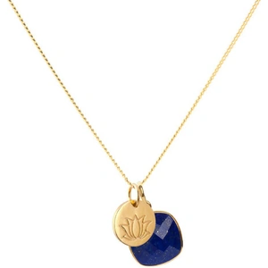 Elizabeth Raine LTD 24kt Gold Vermeil Lotus Lapis Lazuli Necklace