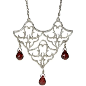 EmmaKN Jewellery Sterling Silver Trio Pendant Necklace With Red Garnet