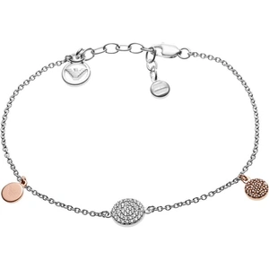 Emporio Armani Jewellery Ladies Emporio Armani Sterling Silver Pave Disc Bracelet