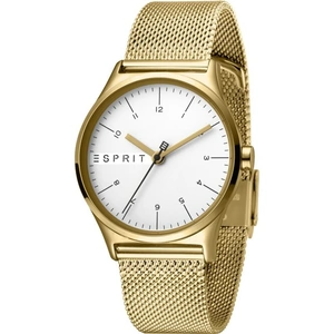 Esprit Essential Women's Watch featuring a Stainless Steel Mesh, Gold Coloured Strap and Silver Dial
