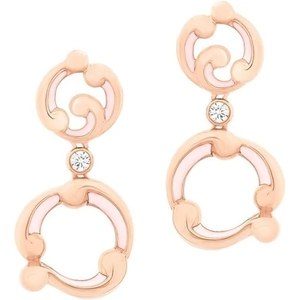 Fabergé Rococo 18ct Rose Gold Diamond Pink Enamel Drop Earrings