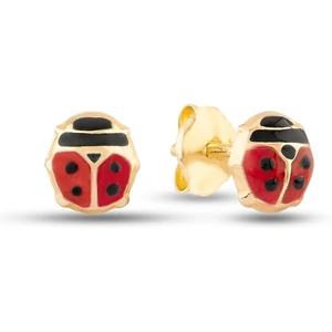 Fashionista Gold 9ct Yellow Gold Enamel Ladybird Stud Earrings 1.55.3442