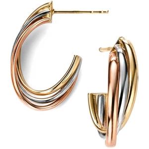 Fashionista Gold 9ct Gold 3 Colour Hoop Earrings GE2010