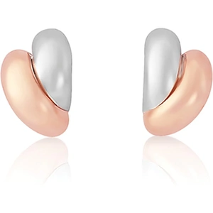 Fashionista Gold 9ct White and Rose Gold Double Curl Studs Earrings SE514