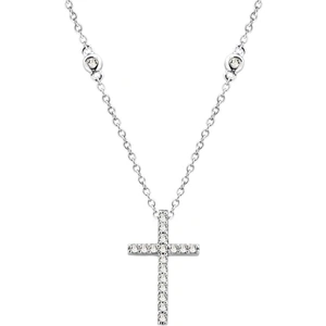 Fashionista Silver Silver Pave Cubic Zirconia Cross Pendant Chain 8.18.9490