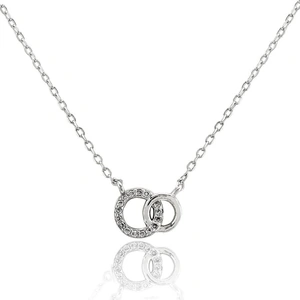 Fashionista Silver Sterling Silver Cubic Zirconia Linked Circles Necklace N611072