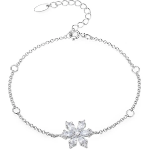Fei Liu Snowflake Silver Cubic Zirconia Floral Star Bracelet SNF-925R-407-CZ00