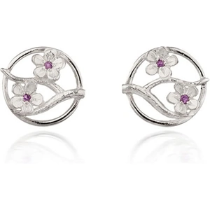 Fiona Kerr Jewellery Silver Cherry Blossom Stud Earrings With Garnets