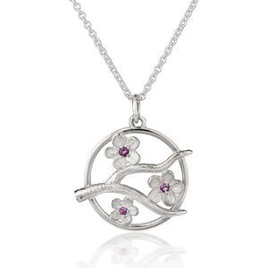Fiona Kerr Jewellery Silver Cherry Blossom Pendant With Garnets