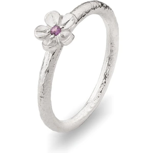 Fiona Kerr Jewellery Silver Cherry Blossom Ring with Garnets - UK N - US 6.75 - EU 53.8