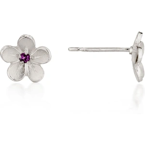 Fiona Kerr Jewellery Small Silver Cherry Blossom Stud Earrings With Garnets