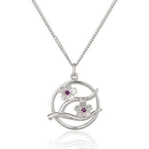 Fiona Kerr Jewellery Small Silver Cherry Blossom Pendant With Garnets