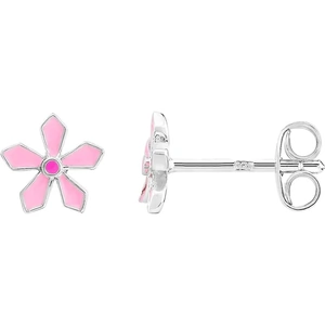 Fleur Kids Sterling Silver Pink Enamel Flower Stud Earrings AZE087804