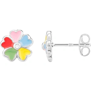 Fleur Kids Sterling Silver Multicolour Enamel Flower Stud Earrings AZE283504