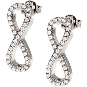 Folli Follie Jewellery Ladies Folli Follie Sterling Silver Infinity Fashionably Stud Earrings
