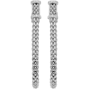 Fope Flexit Essentials 18ct White Gold Diamond Medium Mesh Chain Earrings