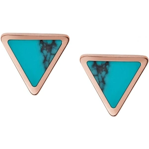 Fossil Jewellery Ladies Fossil Rose Gold Plated Turquoise Stud Earrings