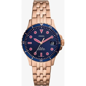 Fossil Ladies FB-01 Rose Gold Plated Navy and Pink Dial Bracelet Watch ES4767