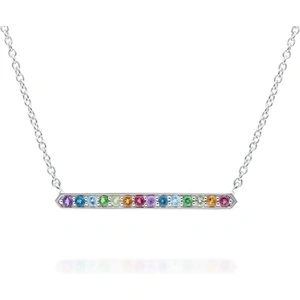 Gemondo Rainbow Gems Bar Necklace in Sterling Silver