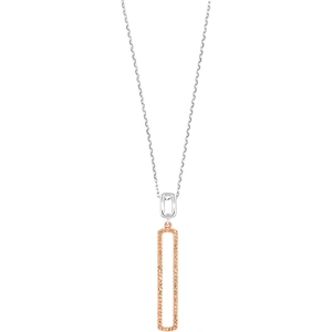 Gems By Pancis Sterling Silver & 18kt Rose Gold Diamond Rectangle Pendant