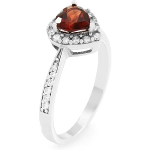 Gemstone Jewellery Ladies Gemstone Sterling Silver Garnet Heart Cluster Ring Size N