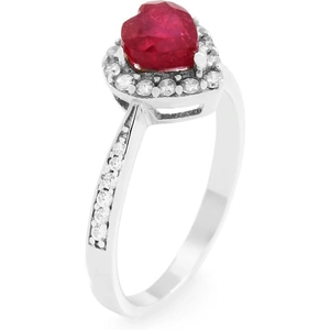 Gemstone Jewellery Ladies Gemstone Sterling Silver Ruby Heart Cluster Ring Size N