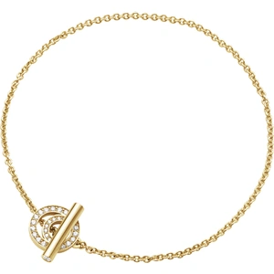 Georg Jensen Halo 18ct Yellow Gold 0.18ct Diamond T-Bar Bracelet
