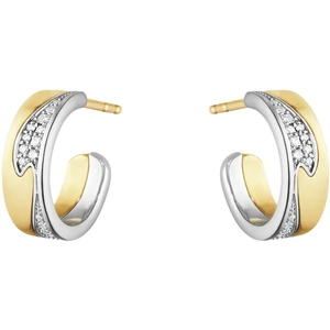 Georg Jensen Fusion 18ct Yellow White Gold 0.18ct Diamond Hoop Earrings - Default Title / Gold