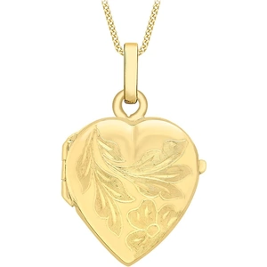 Gold Classic 9ct Gold Large Heart English Flower Locket 1-65-1703