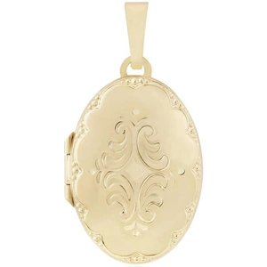 Gold Classic 9ct Oval Engraved Locket and 18" Chain LK225 CN025A-18