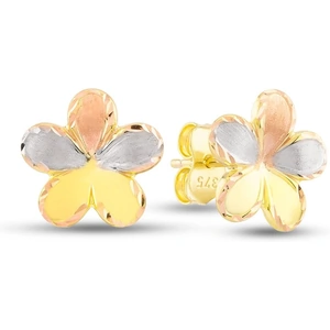 Gold Classic 9ct Three Colour Gold Flower Stud Earrings GER34-MC