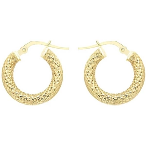 Gold Classic 9ct Gold Diamond Cut Hoop Earrings 1.53.0319
