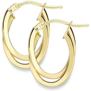 Gold Classic 9ct Yellow Gold Double Oval Hoop Earrings ER383
