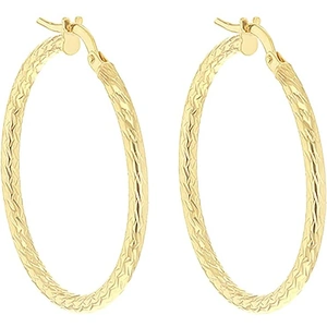 Gold Classic 9ct Yellow Gold 30mm Diamond Cut Creole Earrings 1.53.4819
