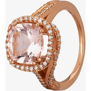 Gold Impression 18ct Rose Gold Cushion-cut Morganite and Diamond Cluster Twist Ring R305896MG R M