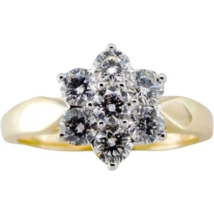 Gold Impression 18ct Yellow Gold 1.00ct Certificated Diamond Flower Cluster Ring 51X12/100-18 M